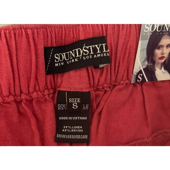 Sound Style Heathered Red Paper bag Wide Leg Capri Pants Tie Waist SZ S NEW - Picture 8 of 8